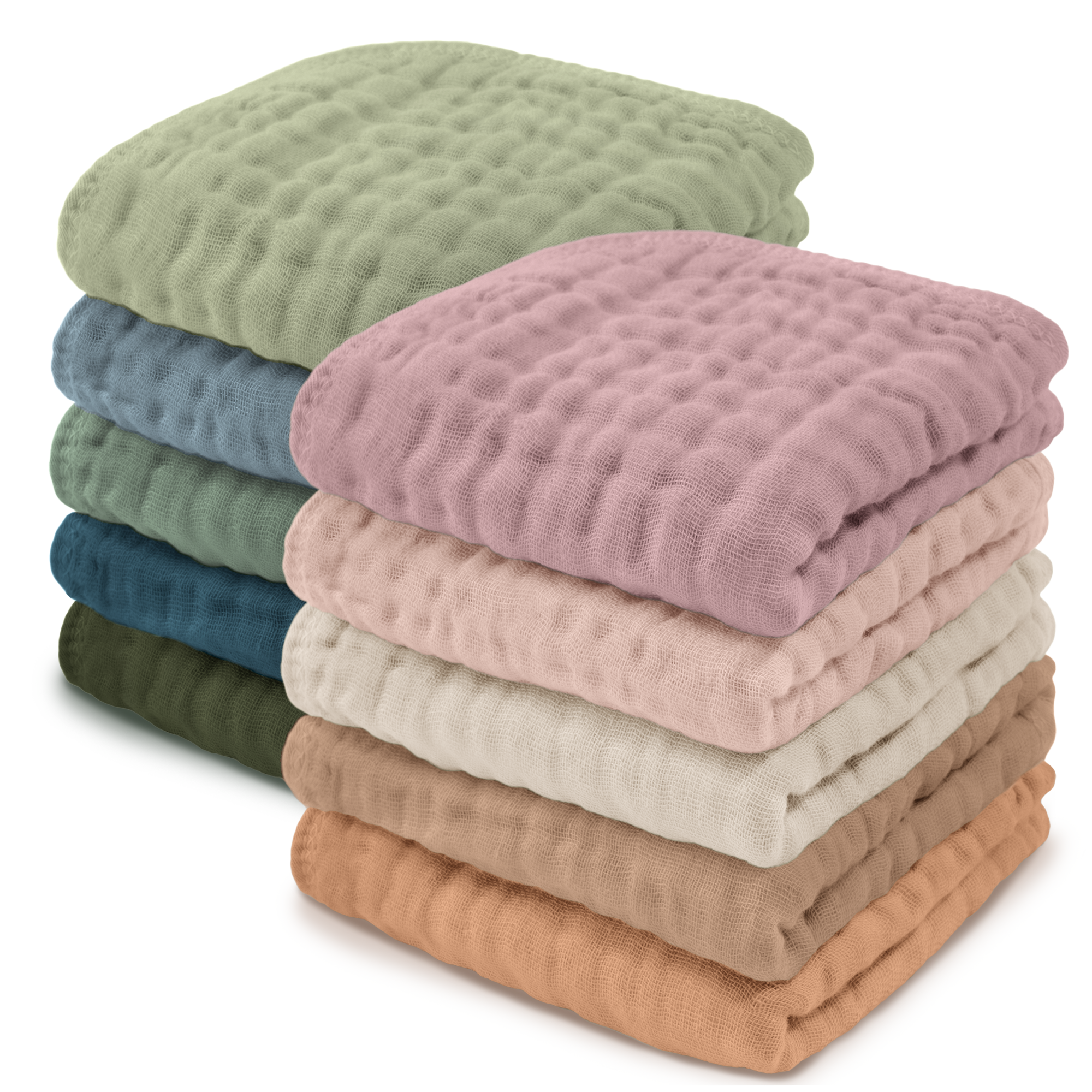 Muslin Washcloths-Multicolor 10 Pack